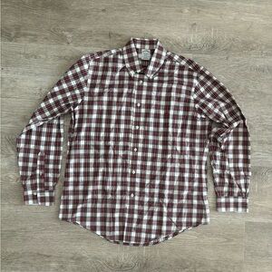 Brooks Brothers Burgundy and White Plaid Shirt Men’s L